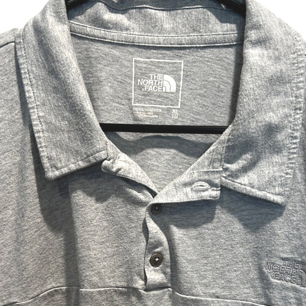 The North Face Polo Shirt XL Mens Grey Short Sleeve Cotton Lyocell Logo Top